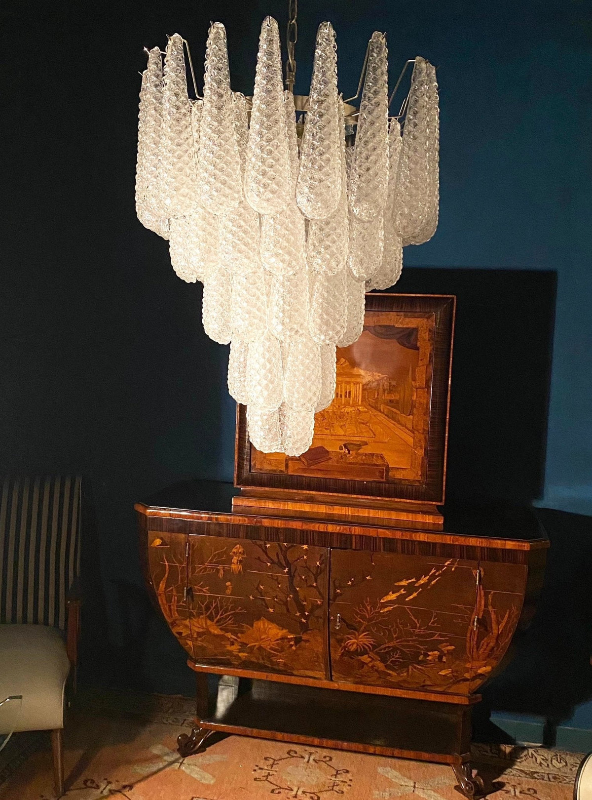 Aurora Chandelier Gouttes Transparentes en Verre de Murano. - Neutralighting