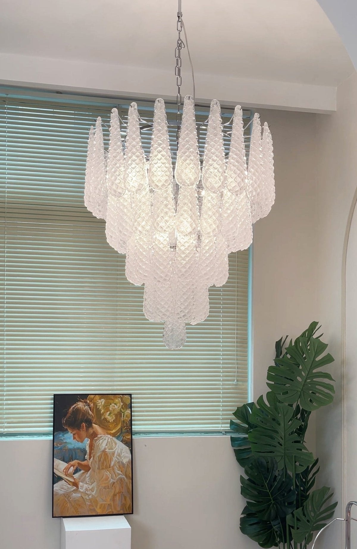 Aurora Chandelier Gouttes Transparentes en Verre de Murano. - Neutralighting