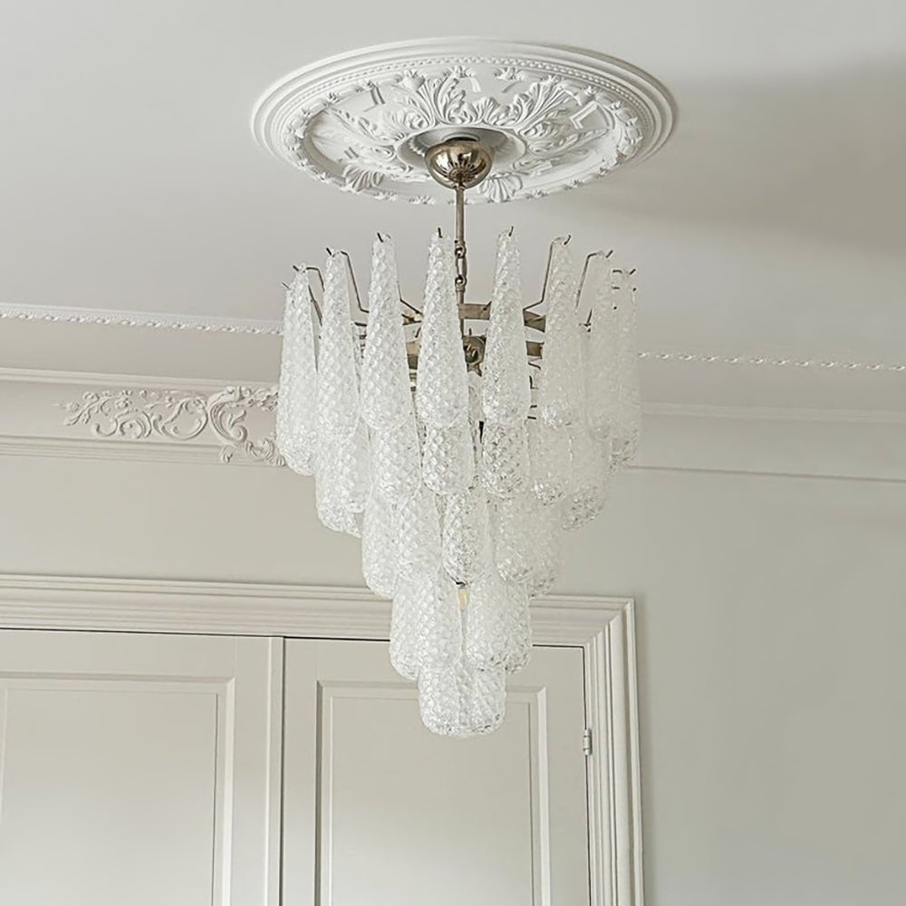 Aurora Chandelier Gouttes Transparentes en Verre de Murano. - Neutralighting