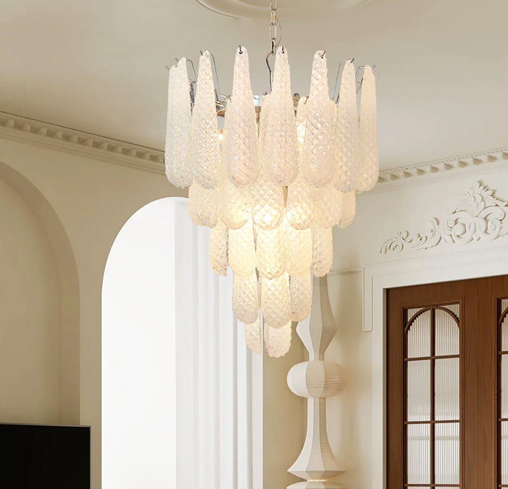 Aurora Chandelier Gouttes Transparentes en Verre de Murano. - Neutralighting
