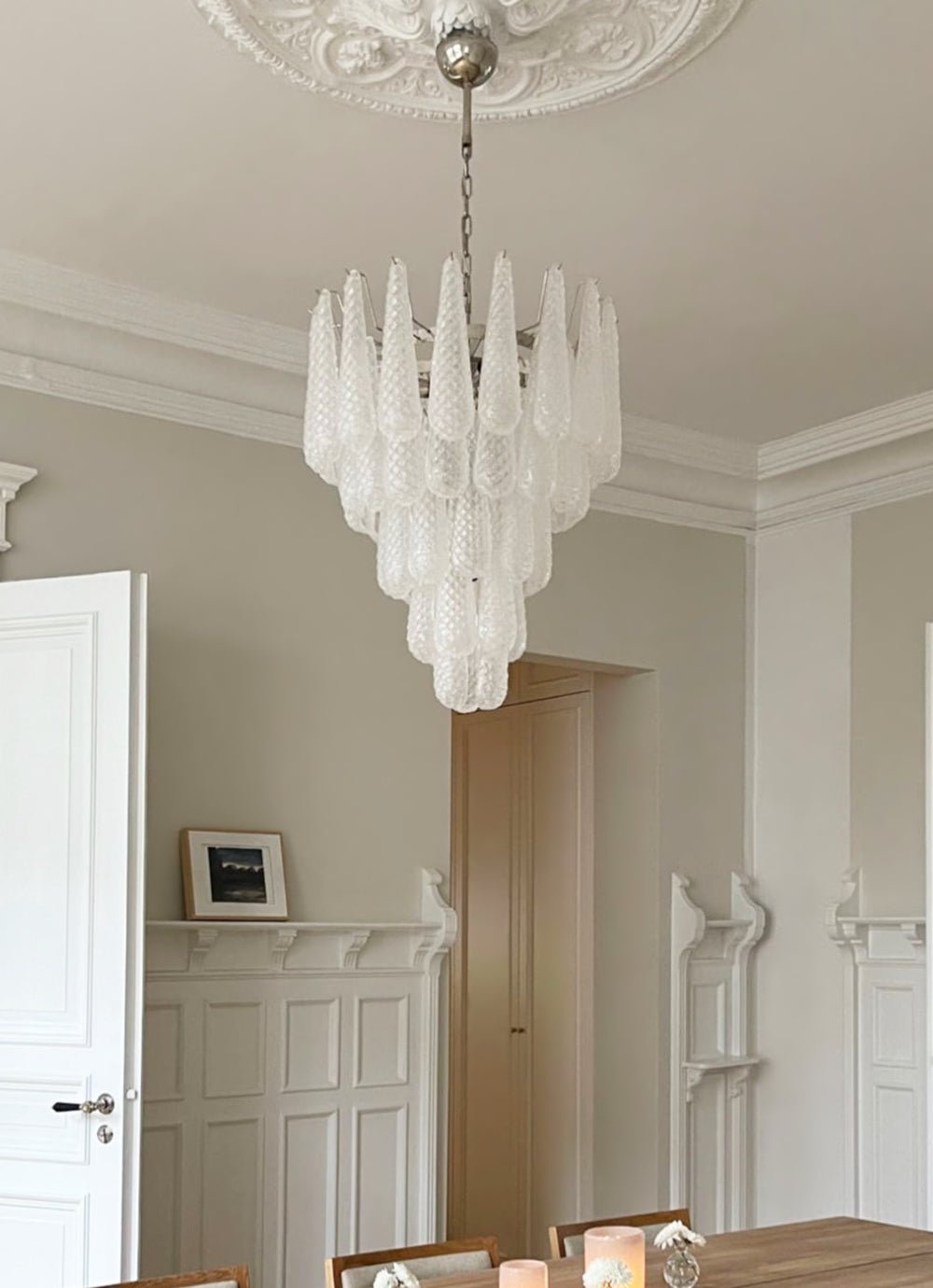 Aurora Chandelier Gouttes Transparentes en Verre de Murano. - Neutralighting