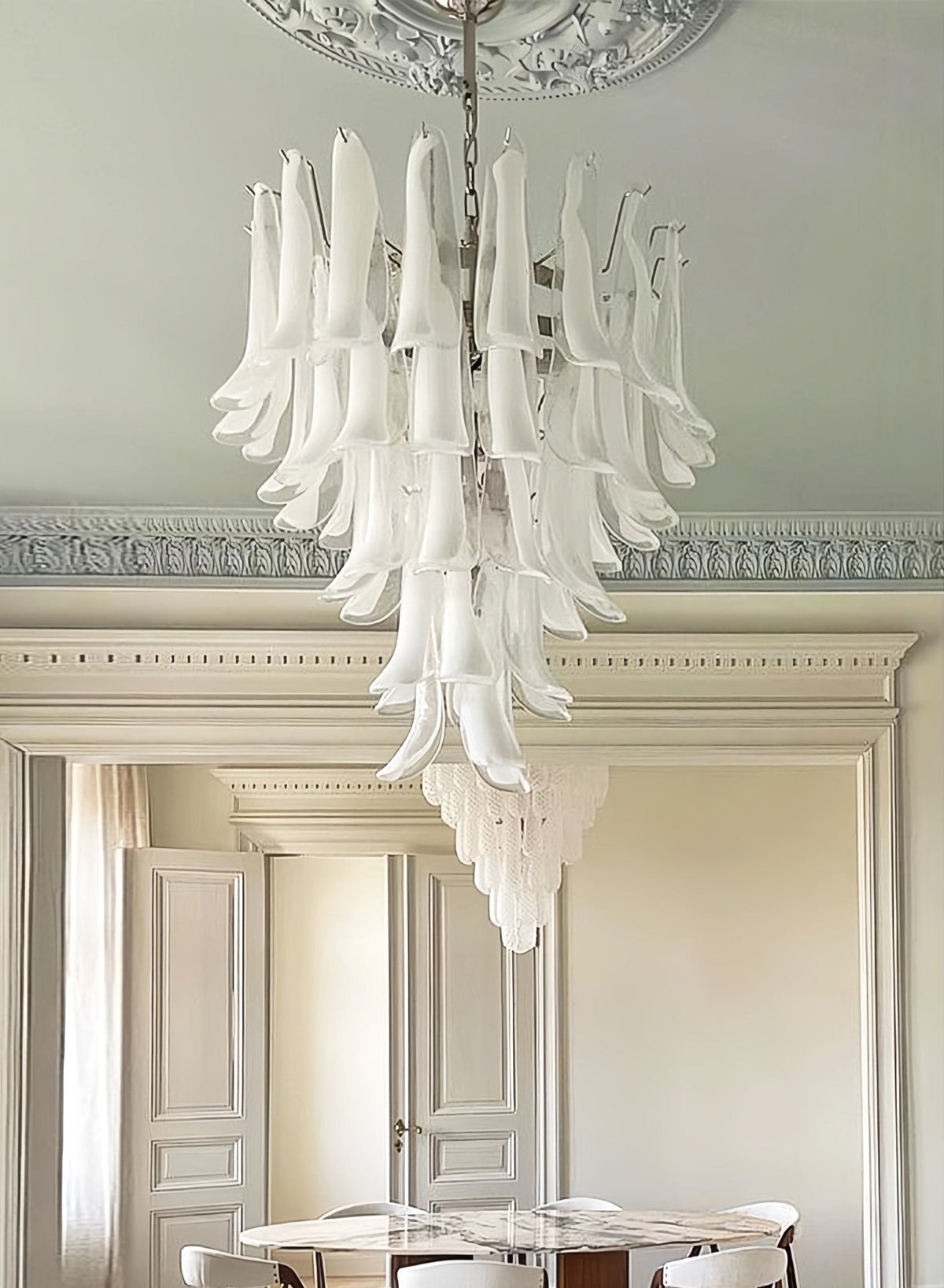 Aurora Chandelier Pétale en Verre Murano Transparent Vintage - Neutralighting