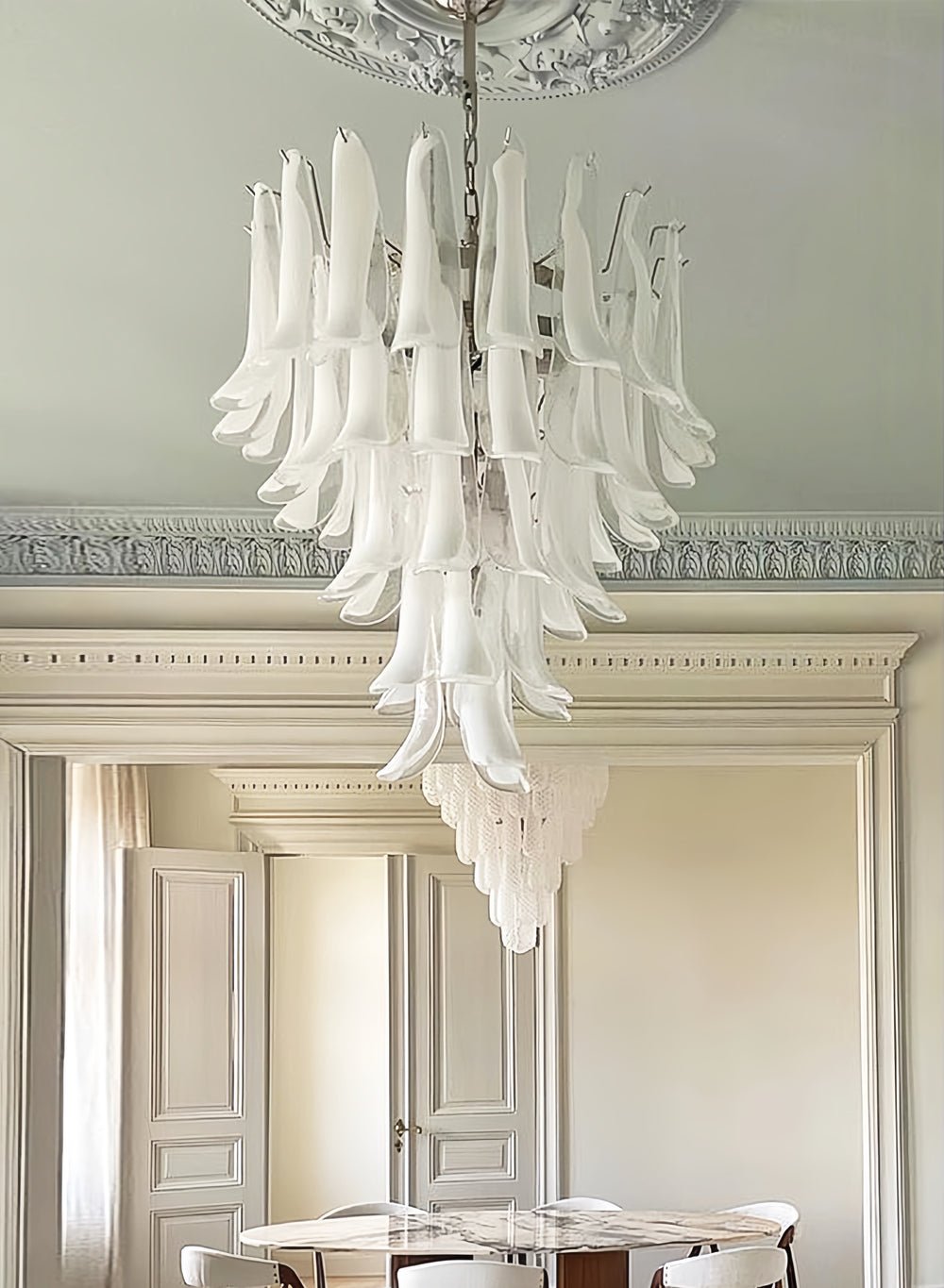 Aurora Chandelier Pétale en Verre Murano Transparent Vintage - Neutralighting