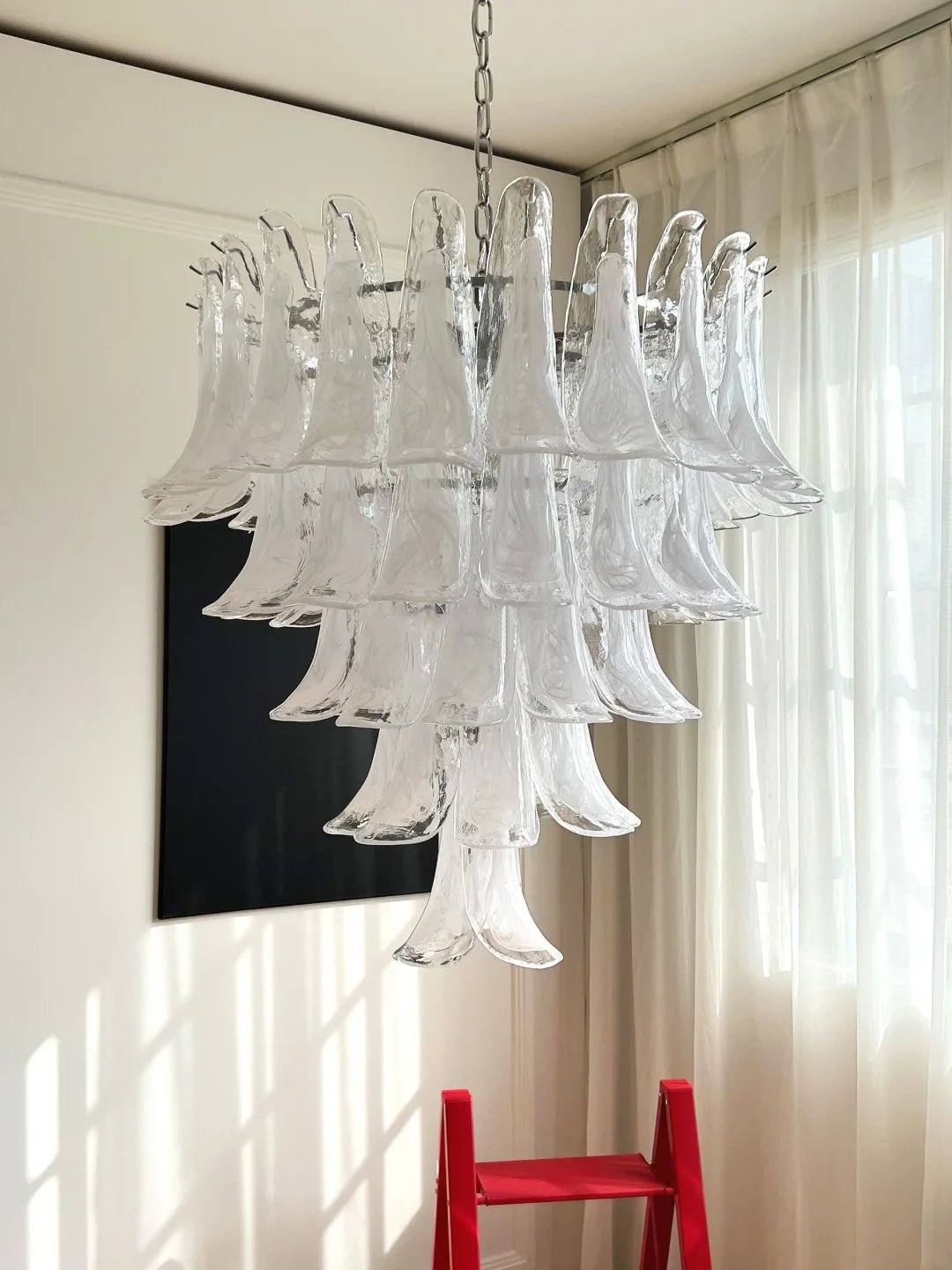 Aurora Chandelier Pétale en Verre Murano Transparent Vintage - Neutralighting