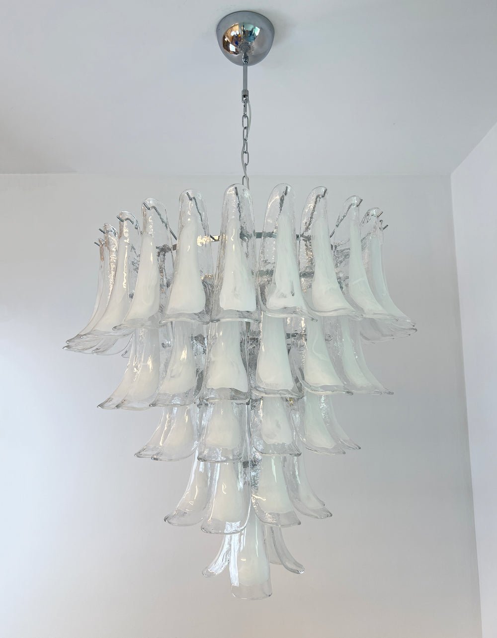 Aurora Chandelier Pétale en Verre Murano Transparent Vintage - Neutralighting