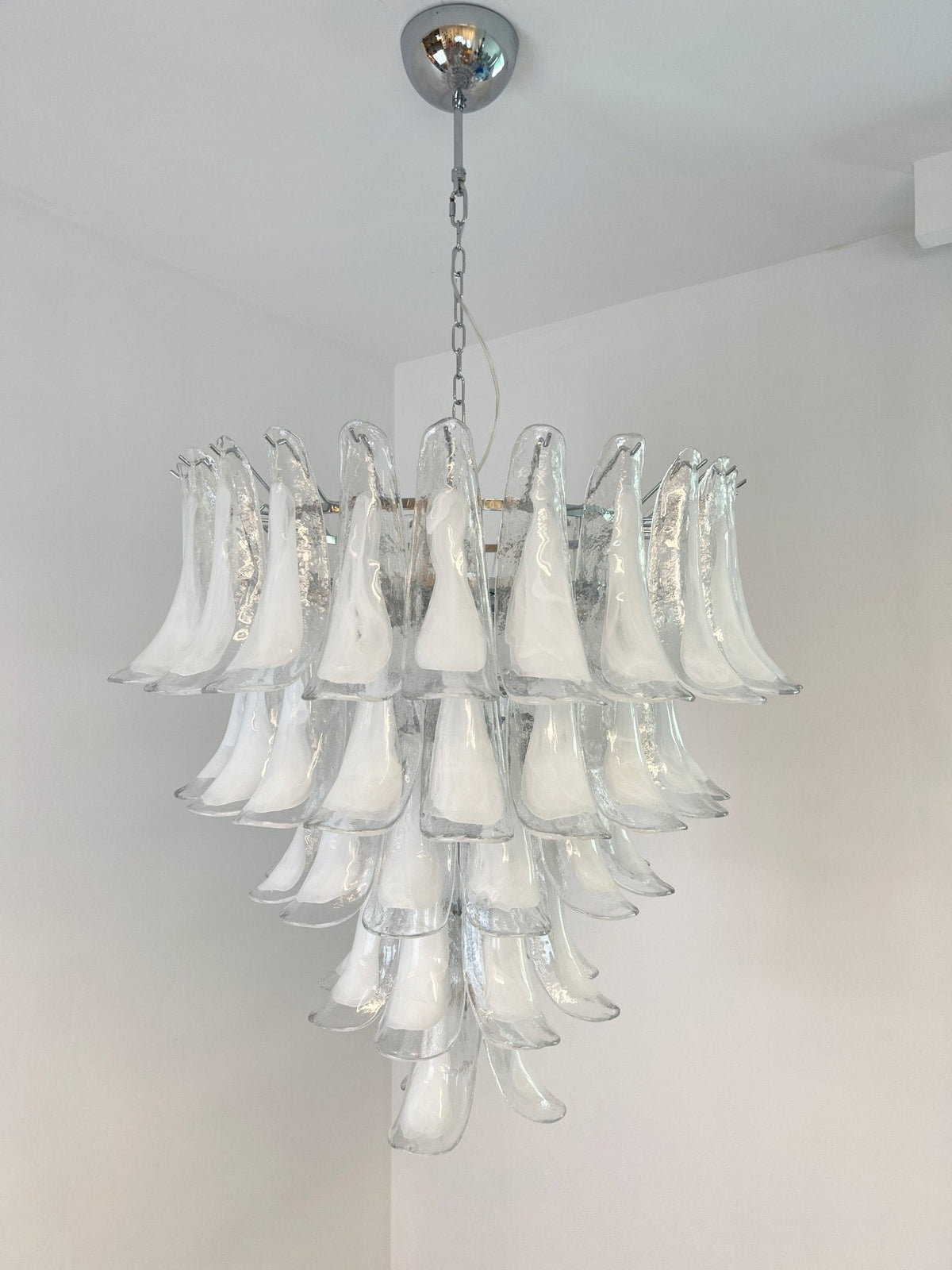 Aurora Chandelier Pétale en Verre Murano Transparent Vintage - Neutralighting
