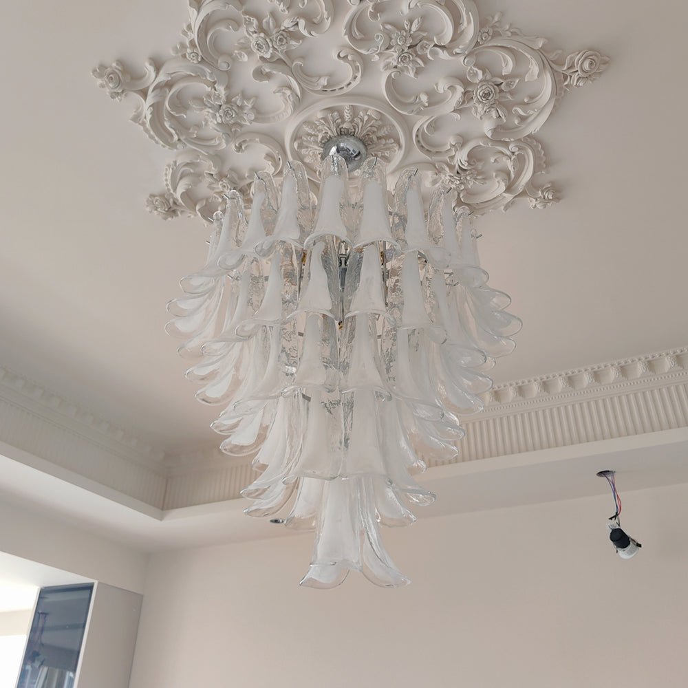 Aurora Chandelier Pétale en Verre Murano Transparent Vintage - Neutralighting
