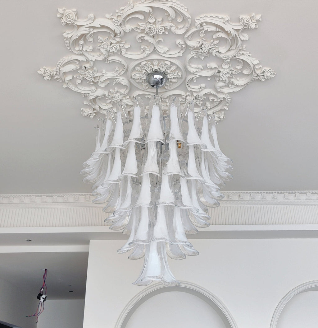 Aurora Chandelier Pétale en Verre Murano Transparent Vintage - Neutralighting