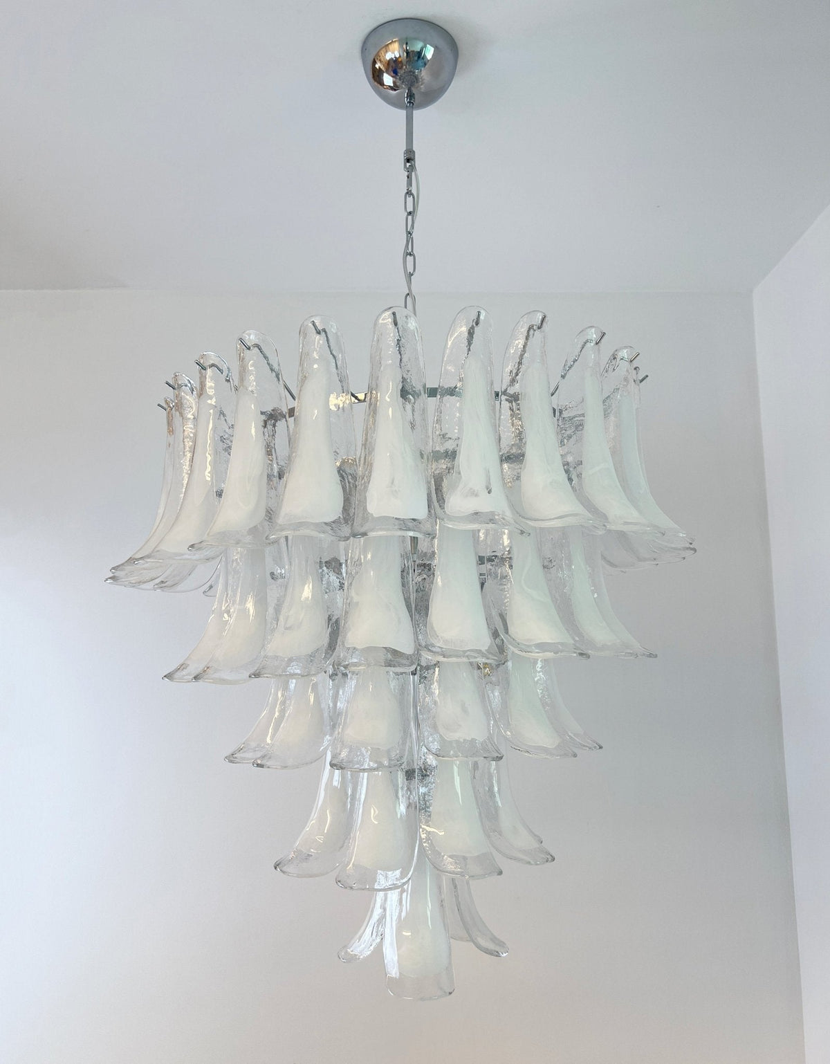 Aurora Chandelier Pétale en Verre Murano Transparent Vintage - Neutralighting