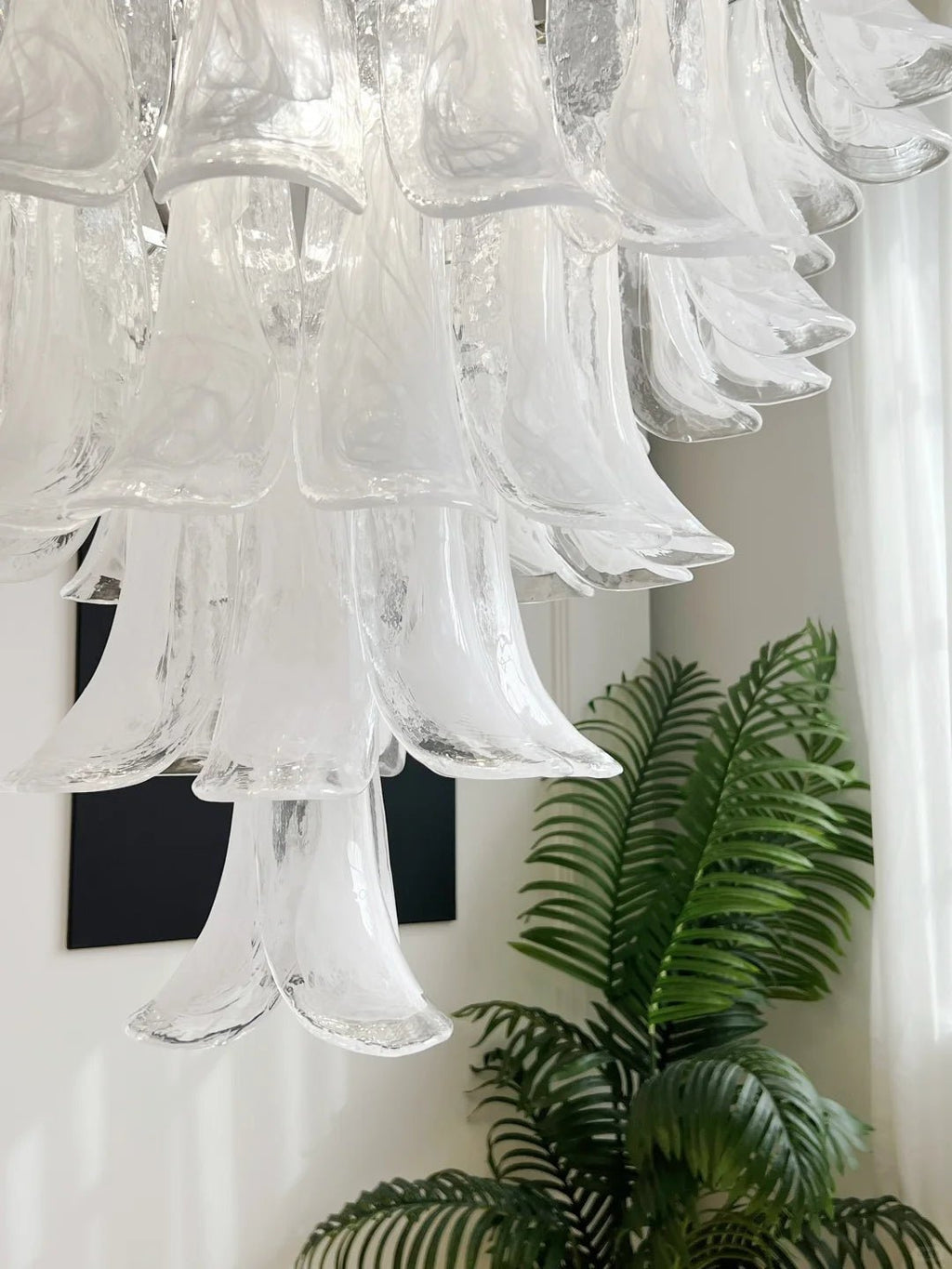 Aurora Chandelier Pétale en Verre Murano Transparent Vintage - Neutralighting
