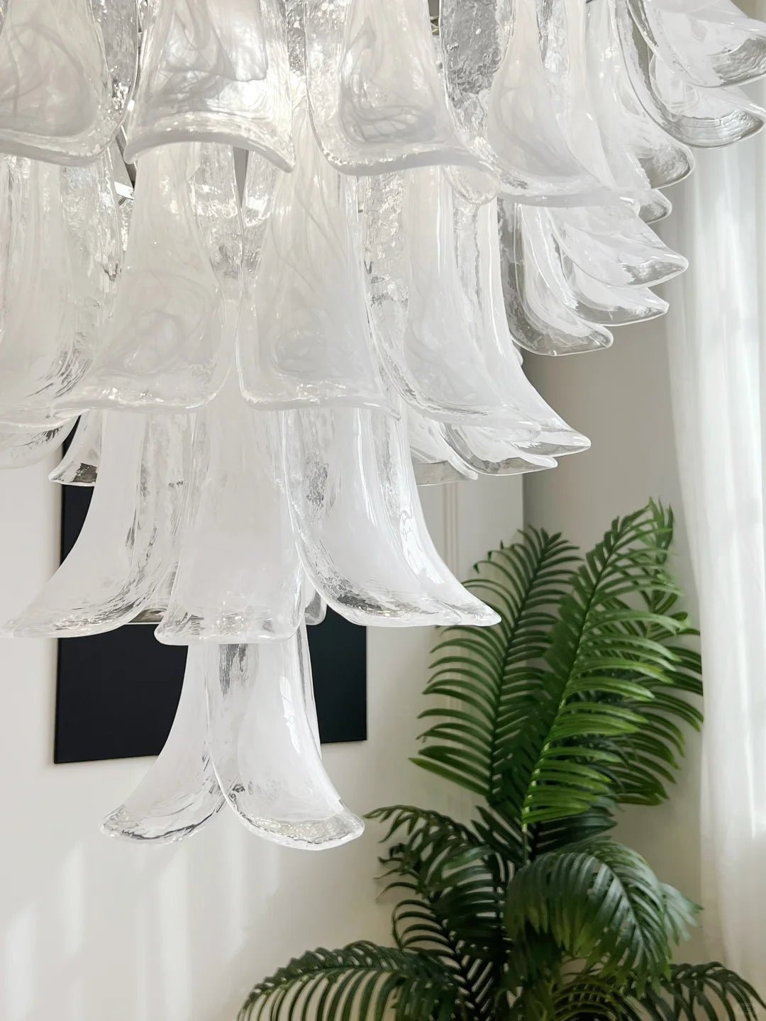 Aurora Chandelier Pétale en Verre Murano Transparent Vintage - Neutralighting