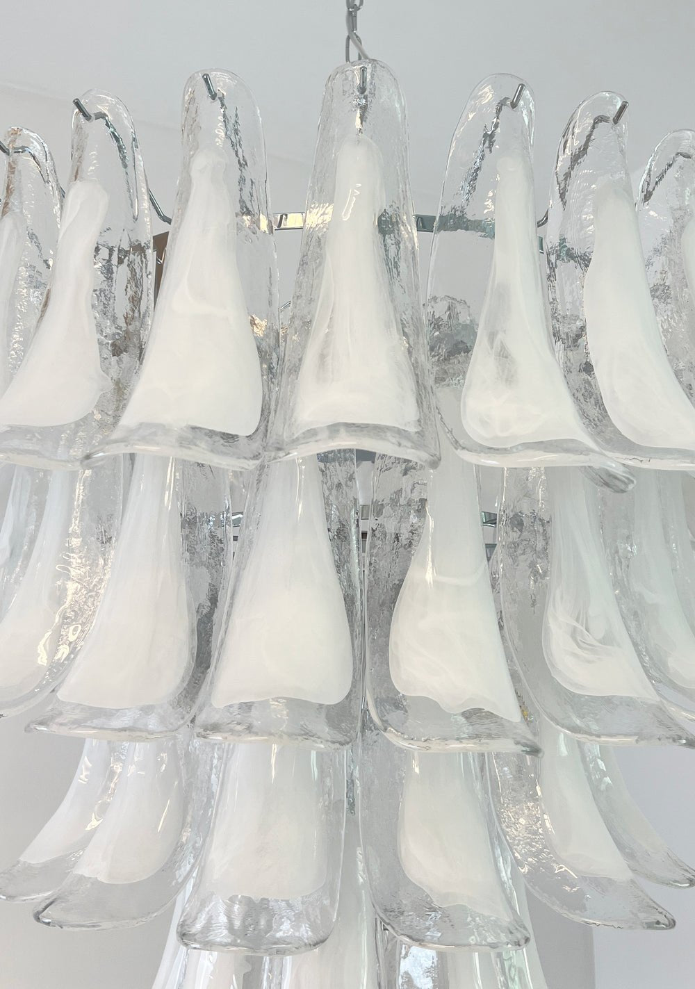 Aurora Chandelier Pétale en Verre Murano Transparent Vintage - Neutralighting