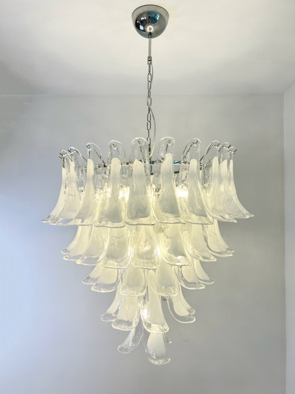 Aurora Chandelier Pétale en Verre Murano Transparent Vintage - Neutralighting