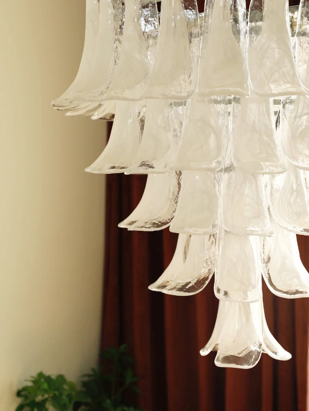 Aurora Chandelier Pétale en Verre Murano Transparent Vintage - Neutralighting