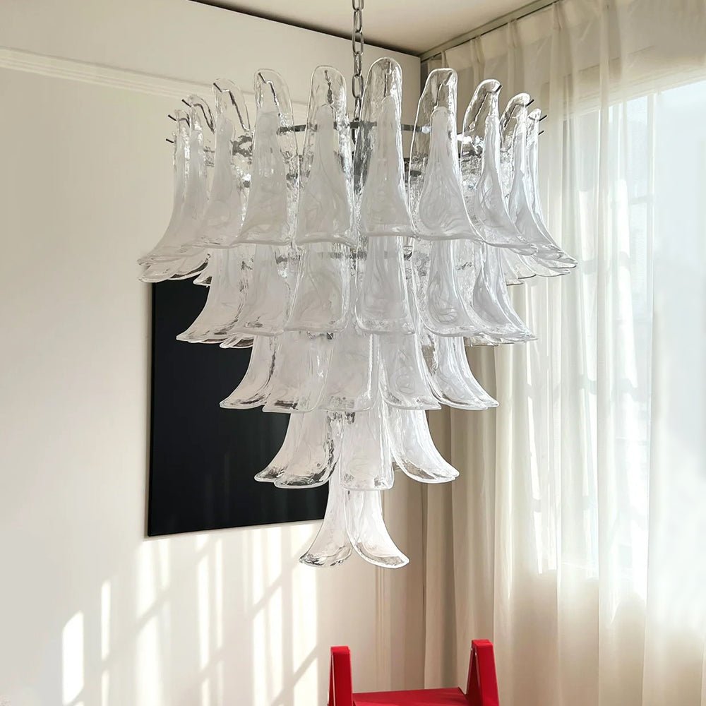 Aurora Chandelier Pétale en Verre Murano Transparent Vintage - Neutralighting