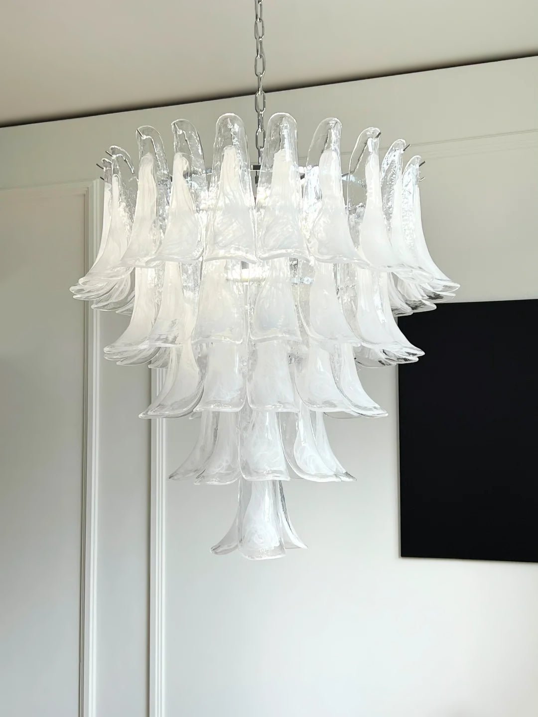 Aurora Chandelier Pétale en Verre Murano Transparent Vintage - Neutralighting
