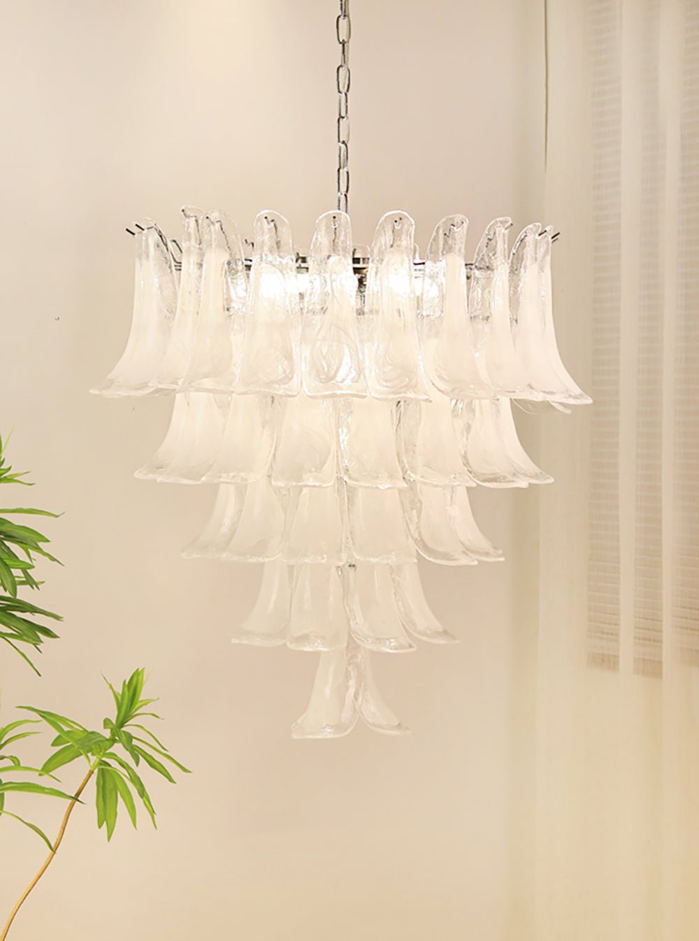 Aurora Chandelier Pétale en Verre Murano Transparent Vintage - Neutralighting