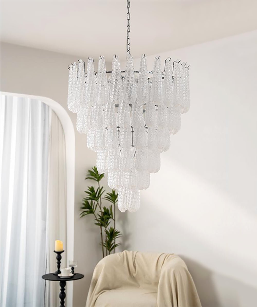 Aurora Chandelier Pigne en Verre de Murano Texturé Luxe - Neutralighting
