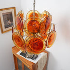 Aurora Chandelier en Verre de Murano Orange Disque Superposé - Neutralighting