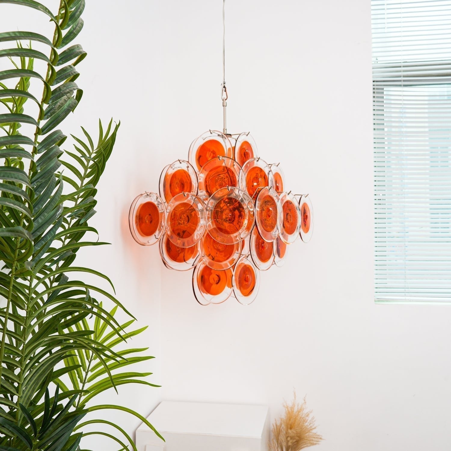 Aurora Chandelier en Verre de Murano Orange Disque Superposé - Neutralighting