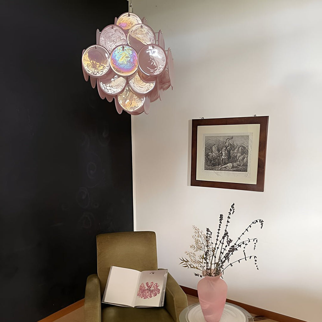 Aurora Chandelier Rose à Disques Superposés Artisanal - Neutralighting
