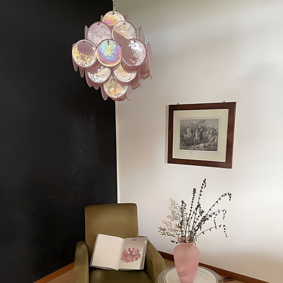 Aurora Chandelier Rose à Disques Superposés Artisanal - Neutralighting