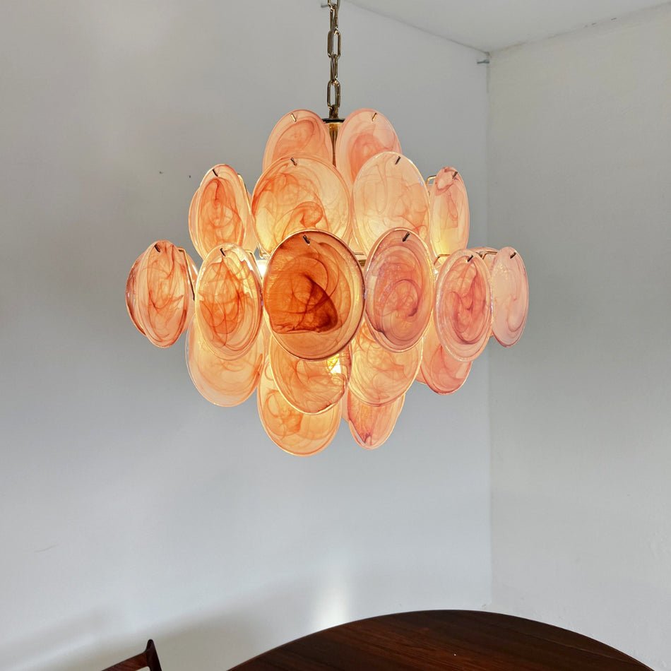 Aurora Chandelier Rose à Disques Superposés Artisanal - Neutralighting