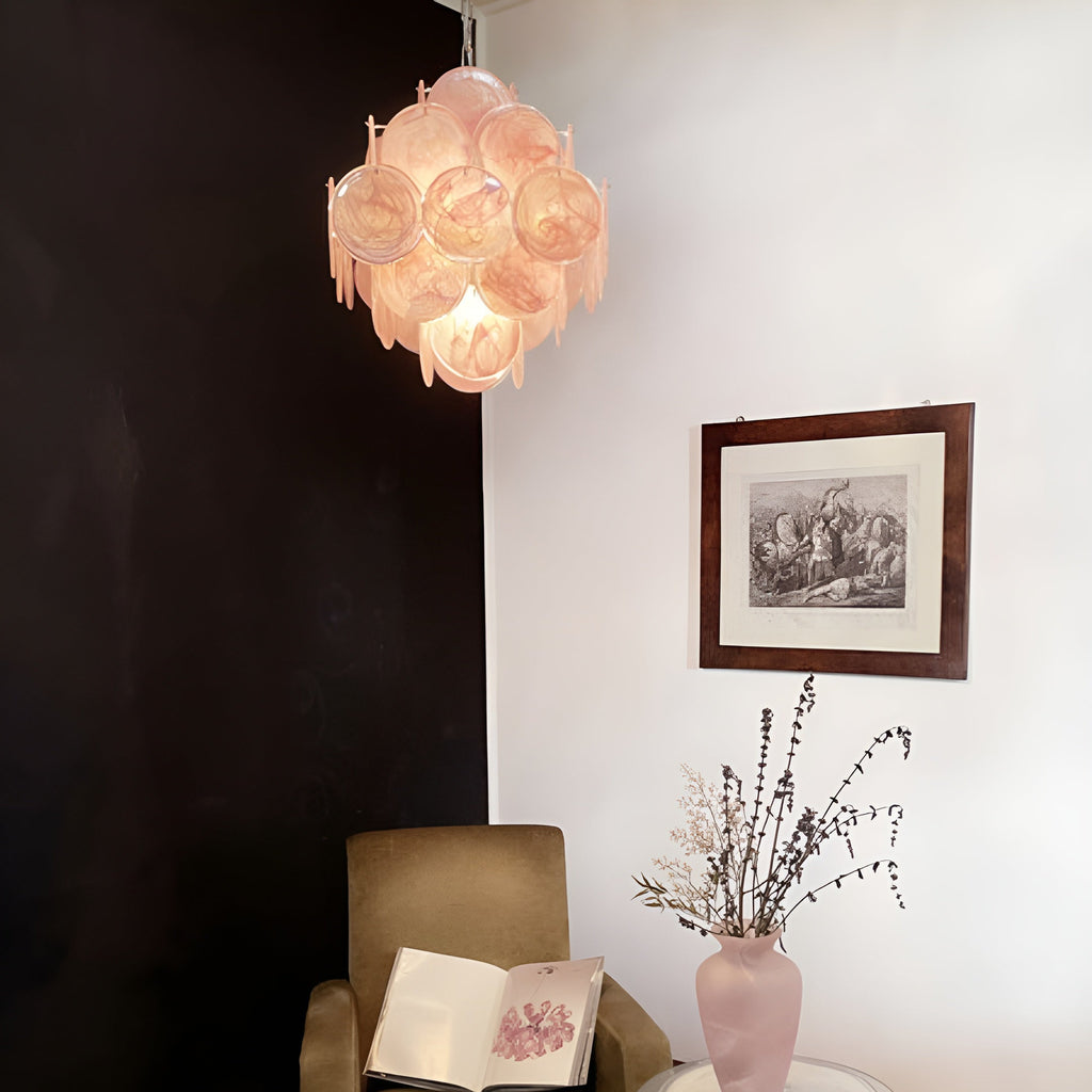 Aurora Chandelier Rose à Disques Superposés Artisanal - Neutralighting