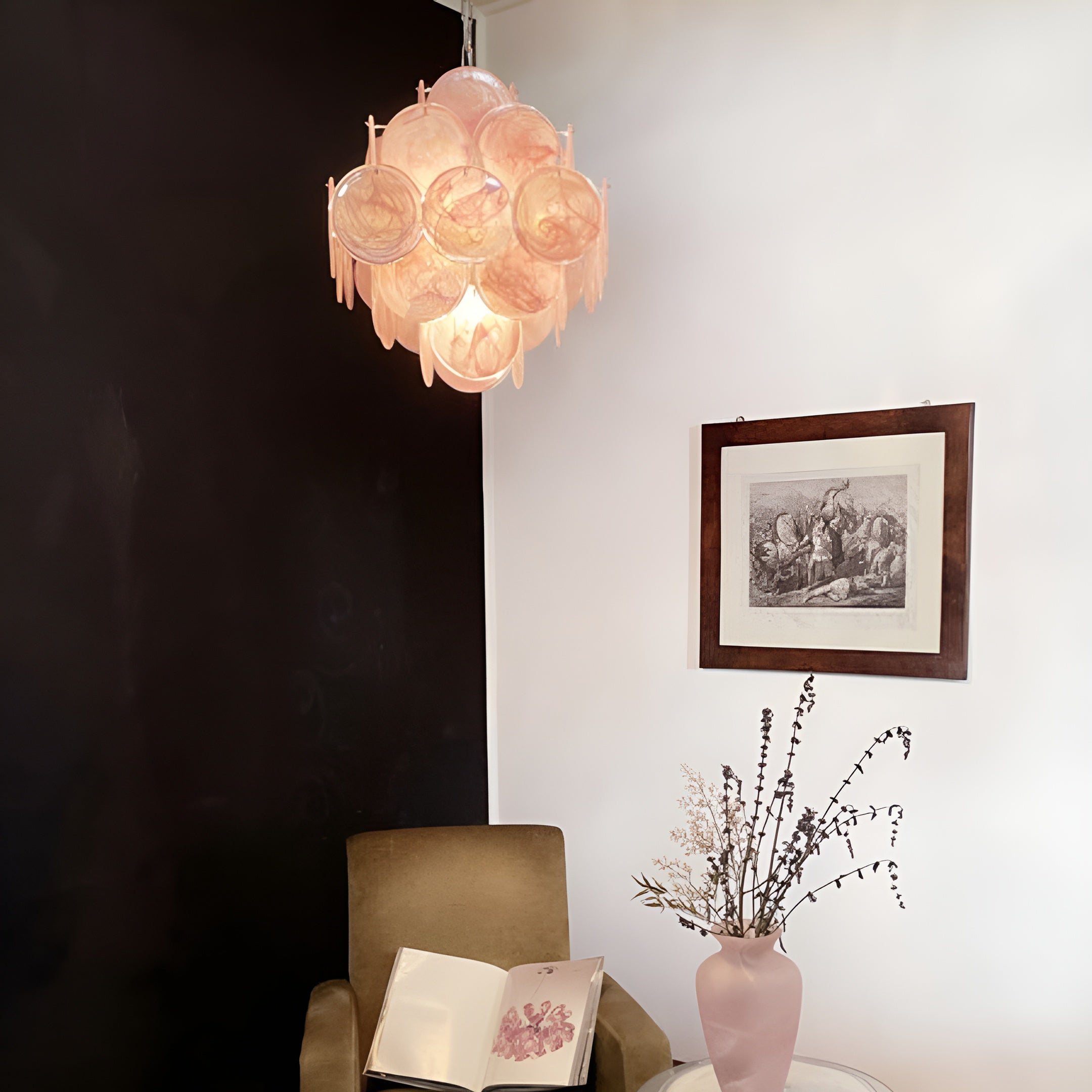 Aurora Chandelier Rose à Disques Superposés Artisanal - Neutralighting