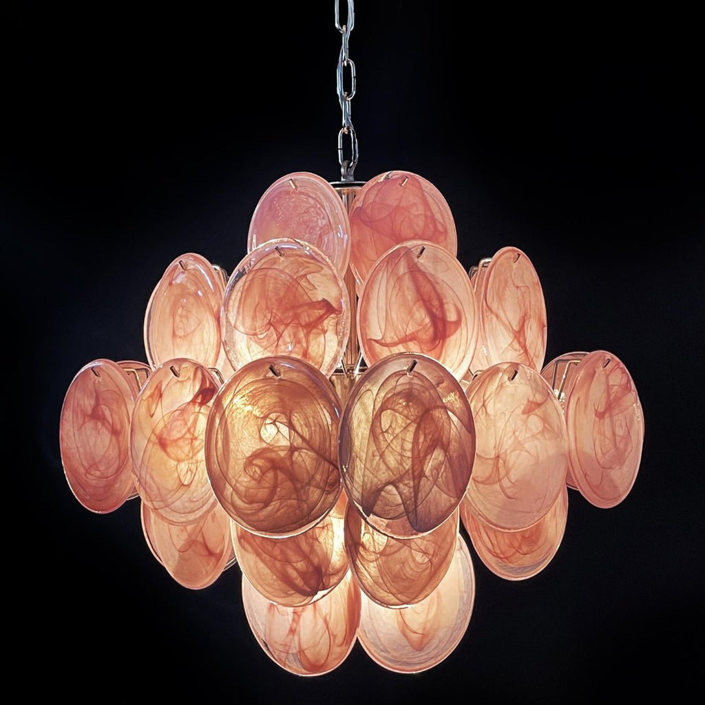 Aurora Chandelier Rose à Disques Superposés Artisanal - Neutralighting