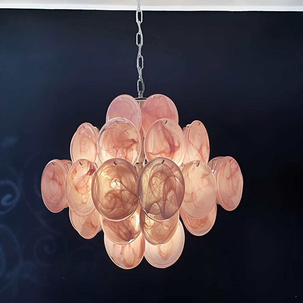 Aurora Chandelier Rose à Disques Superposés Artisanal - Neutralighting