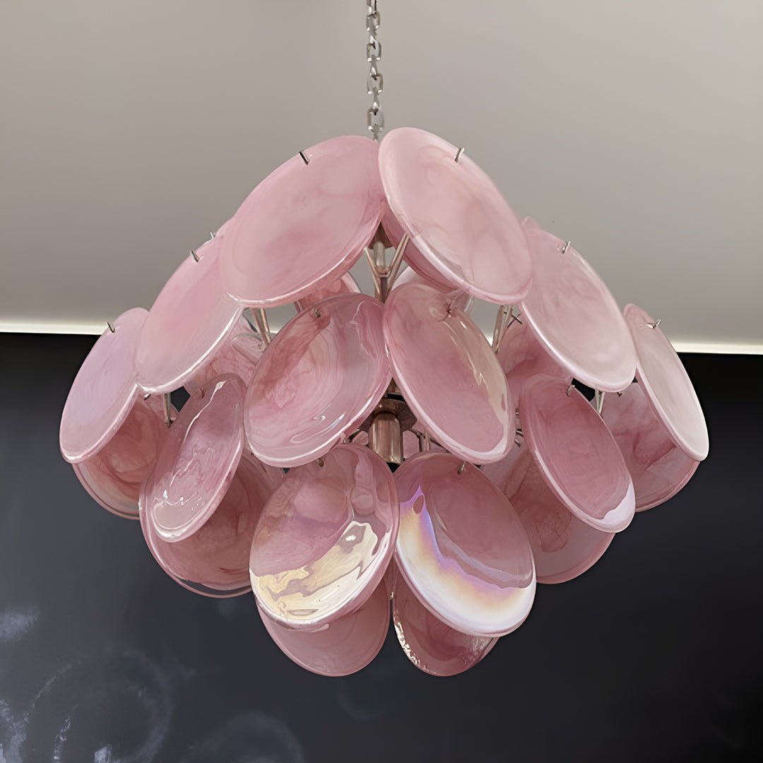 Aurora Chandelier Rose à Disques Superposés Artisanal - Neutralighting