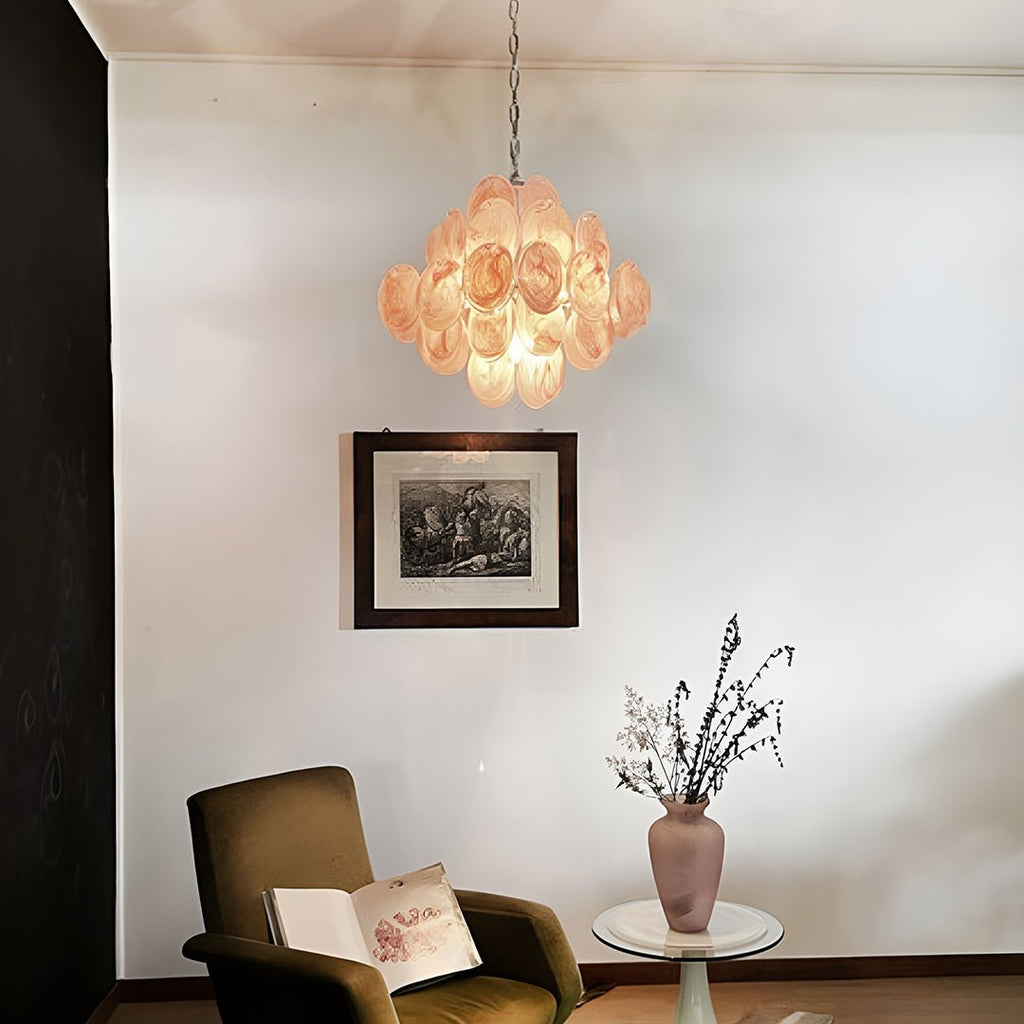Aurora Chandelier Rose à Disques Superposés Artisanal - Neutralighting