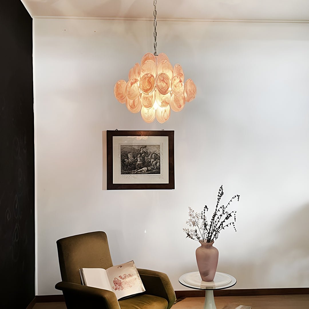 Aurora Chandelier Rose à Disques Superposés Artisanal - Neutralighting