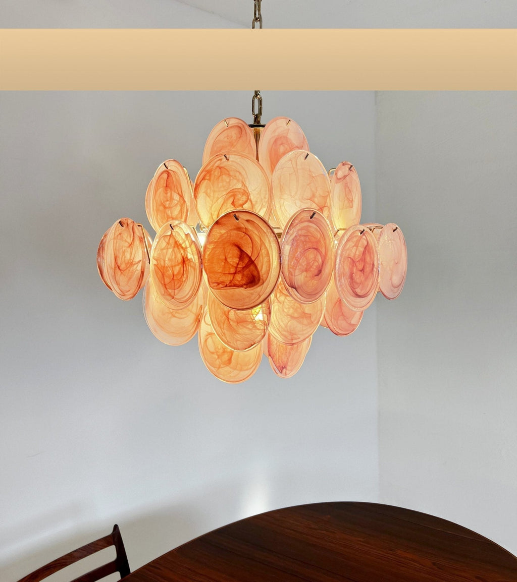 Aurora Chandelier Rose à Disques Superposés Artisanal - Neutralighting