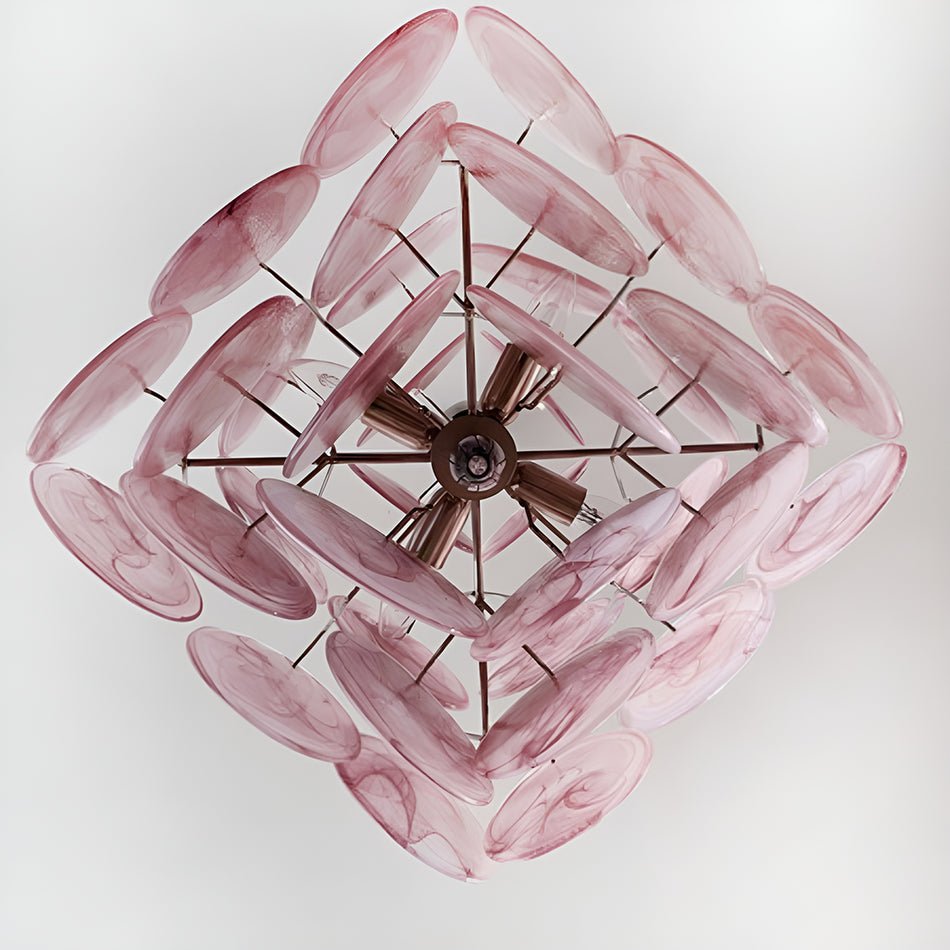 Aurora Chandelier Rose à Disques Superposés Artisanal - Neutralighting