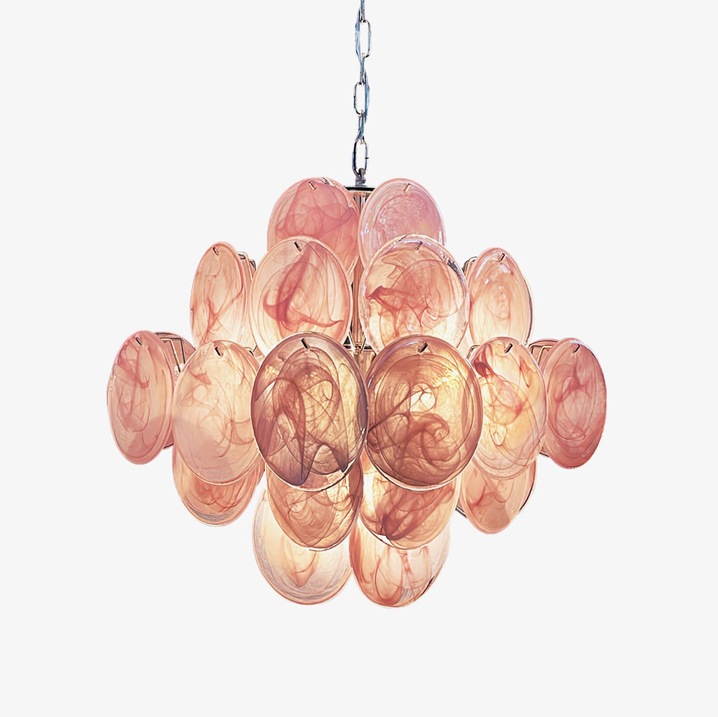 Aurora Chandelier Rose à Disques Superposés Artisanal - Neutralighting