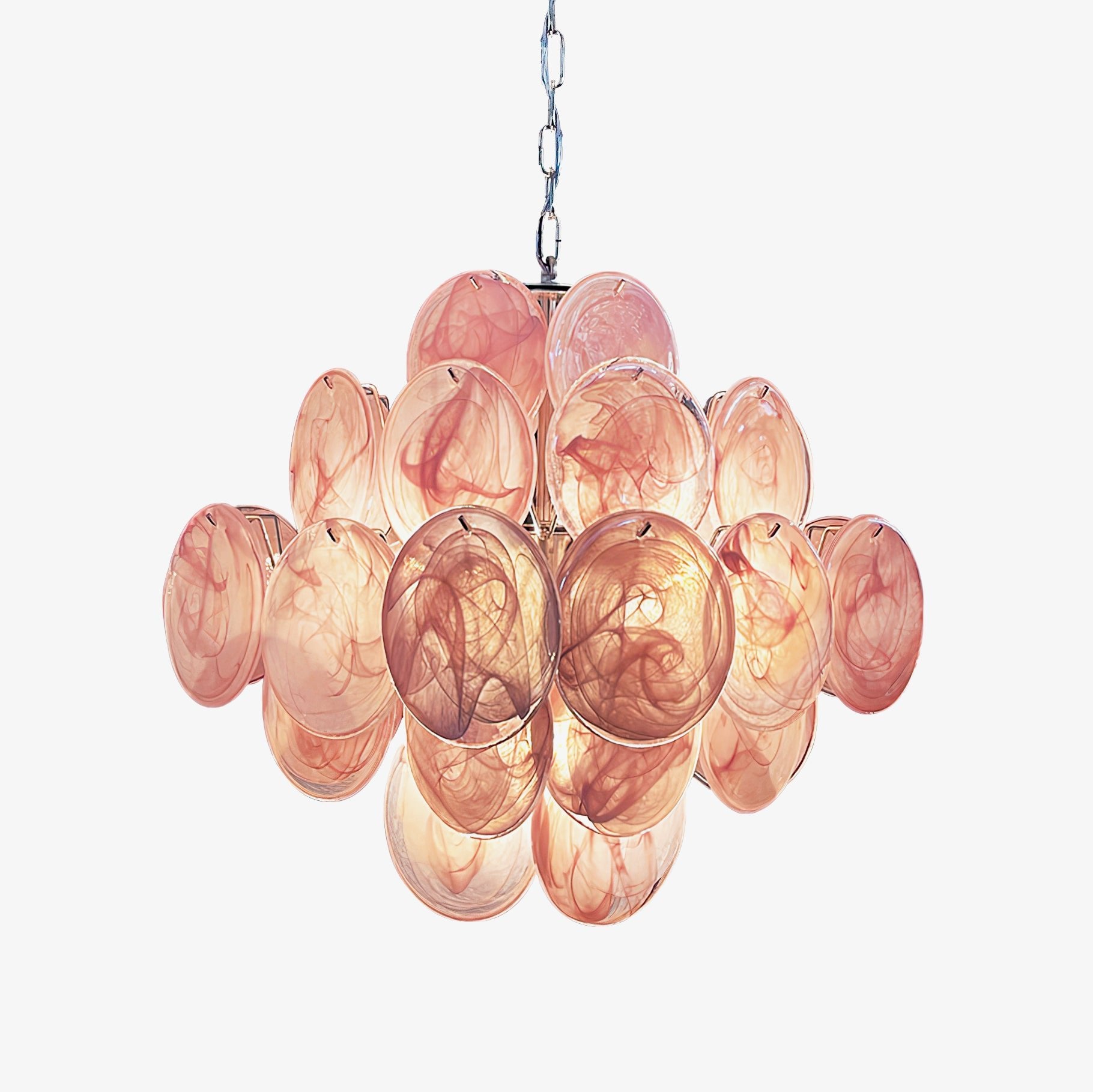 Aurora Chandelier Rose à Disques Superposés Artisanal - Neutralighting
