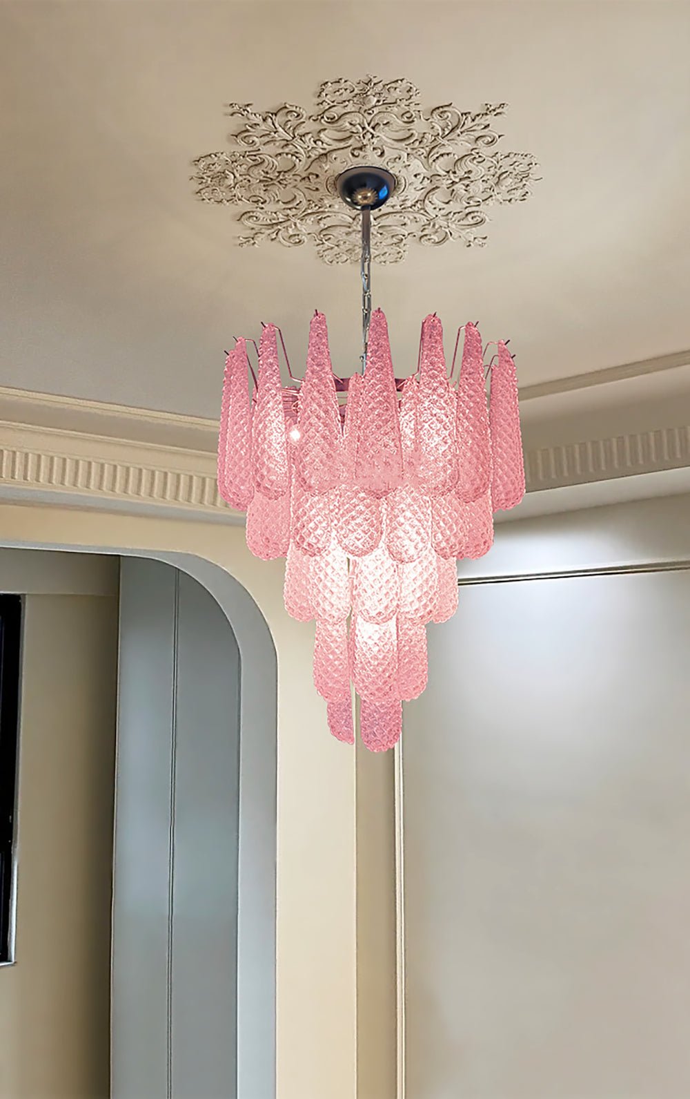 Aurora Chandelier en Verre Rose Luxe - Neutralighting