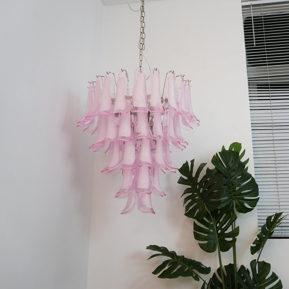 Aurora Chandelier Pétales en Verre de Murano Rose Cascade - Neutralighting