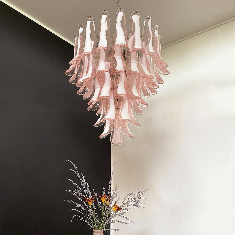Aurora Chandelier Pétales en Verre de Murano Rose Cascade - Neutralighting