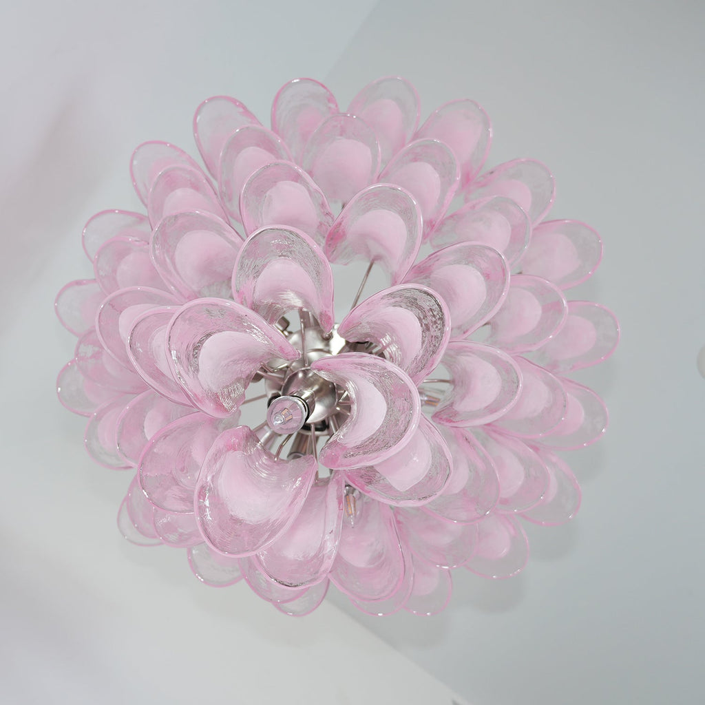 Aurora Chandelier Pétales en Verre de Murano Rose Cascade - Neutralighting