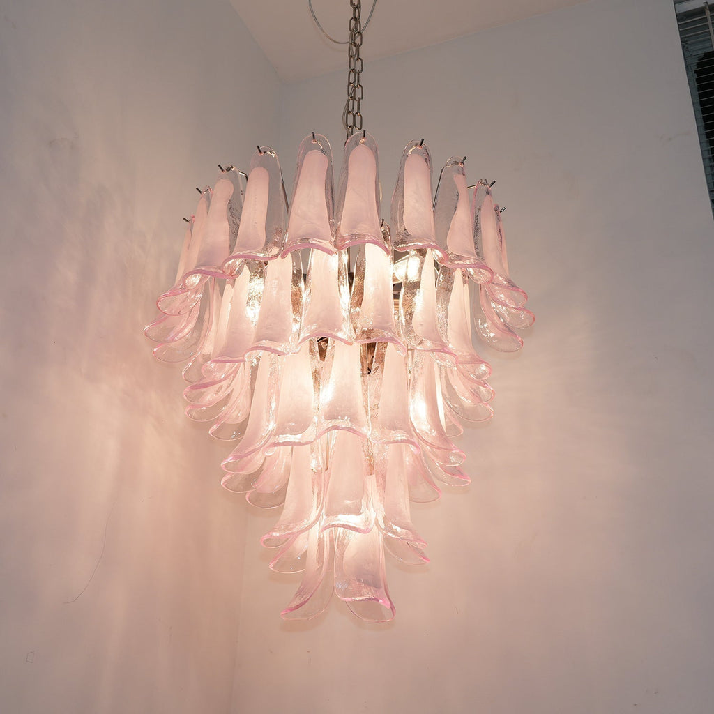 Aurora Chandelier Pétales en Verre de Murano Rose Cascade - Neutralighting