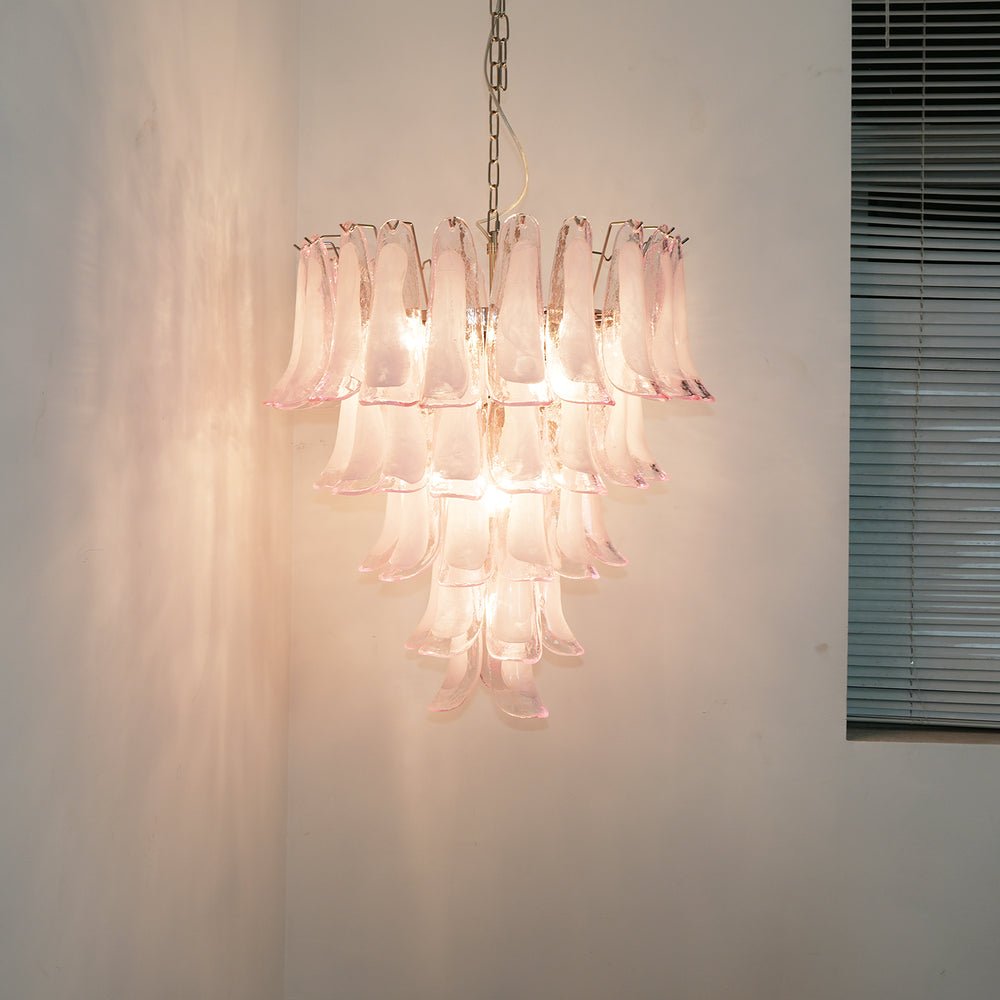Aurora Chandelier Pétales en Verre de Murano Rose Cascade - Neutralighting