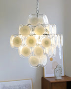 Aurora Lustre Blanc Murano Verre Disques Grappe - Neutralighting