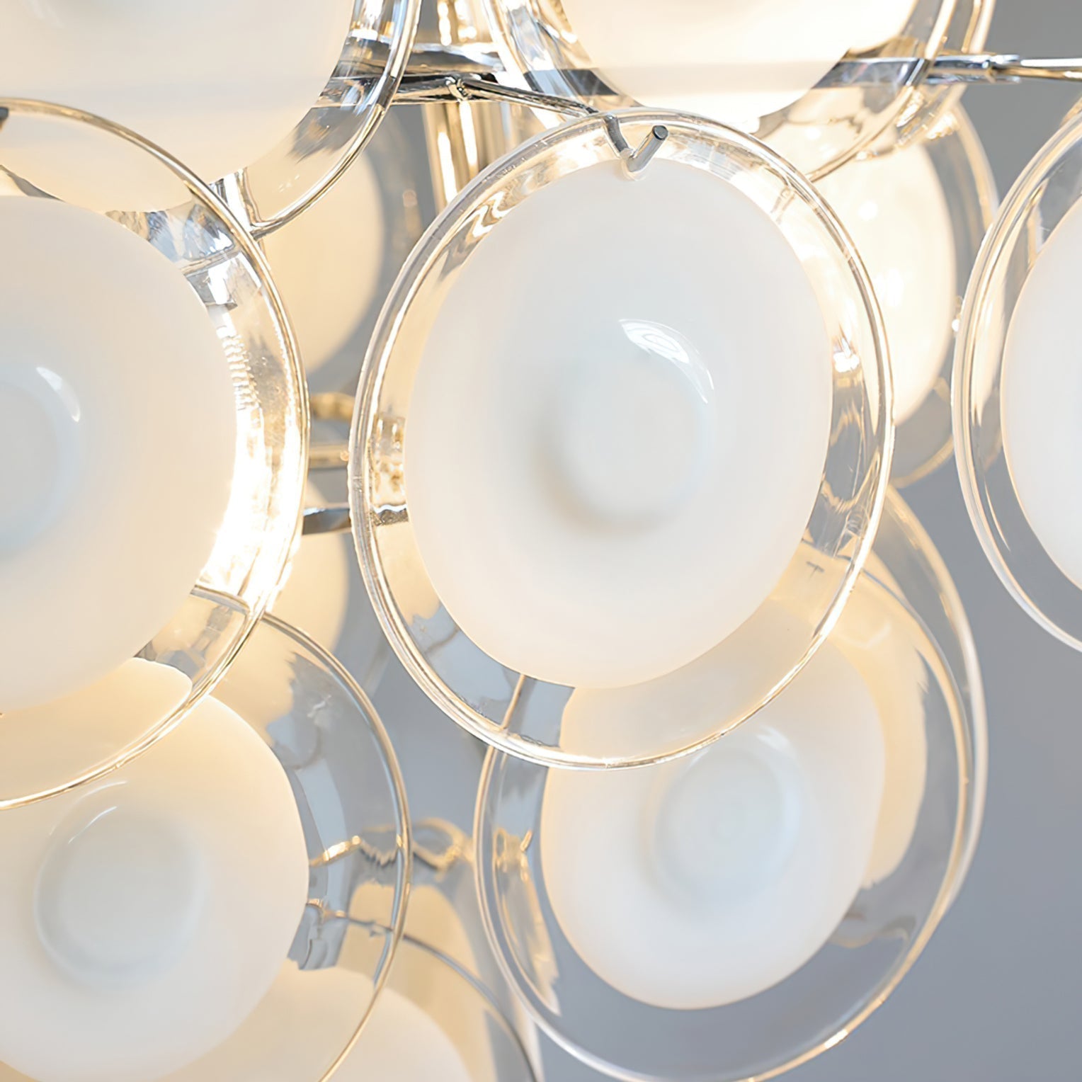 Aurora Lustre Blanc Murano Verre Disques Grappe - Neutralighting