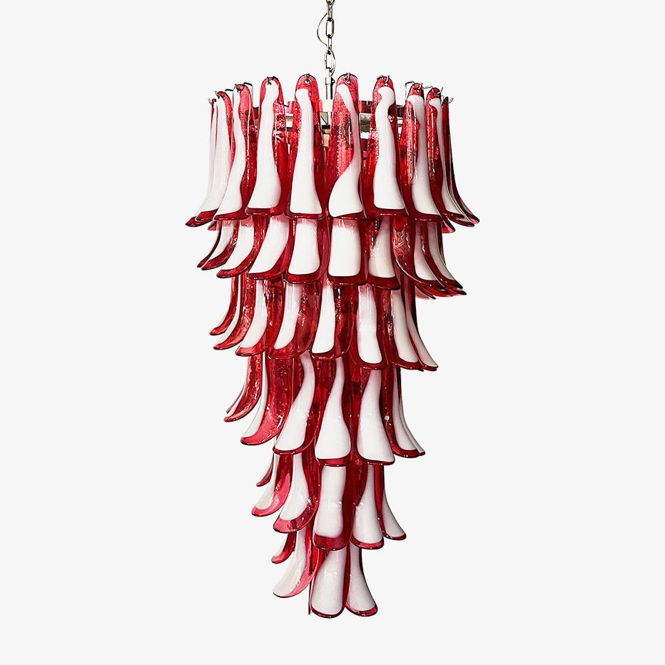 Aurora Chandelier en Verre de Murano Rouge et Blanc - Neutralighting