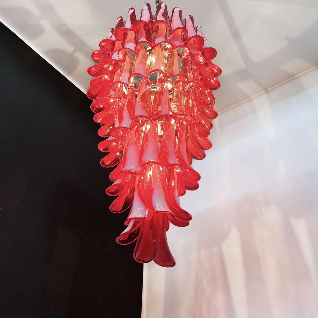Aurora Chandelier en Verre de Murano Rouge et Blanc - Neutralighting