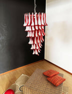 Aurora Chandelier en Verre de Murano Rouge et Blanc - Neutralighting
