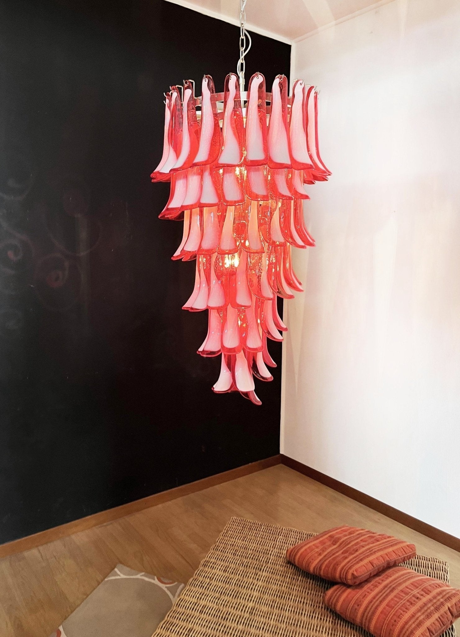Aurora Chandelier en Verre de Murano Rouge et Blanc - Neutralighting